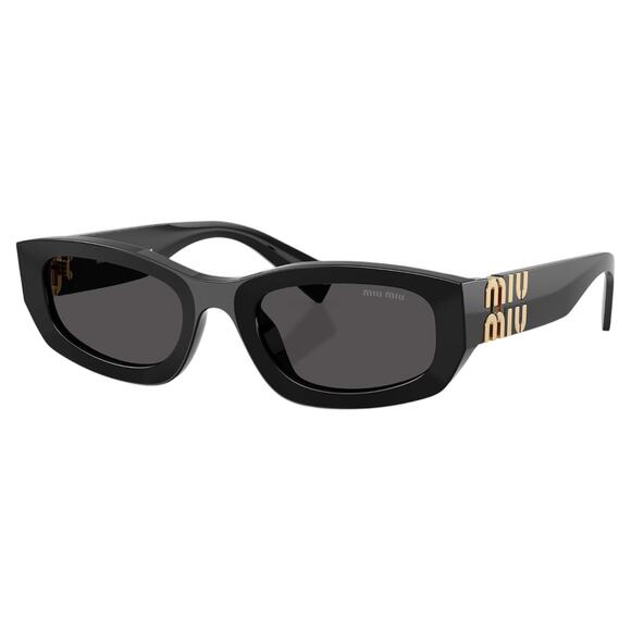 New MIU MIU Sunglasses Black Gold Square Rectangular Miu Miu Women - Picture 1 of 6